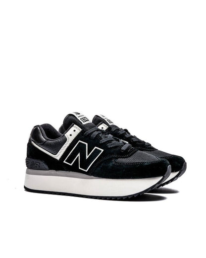 NEW BALANCE 574+ BLACK AND WHITE SNEAKERS