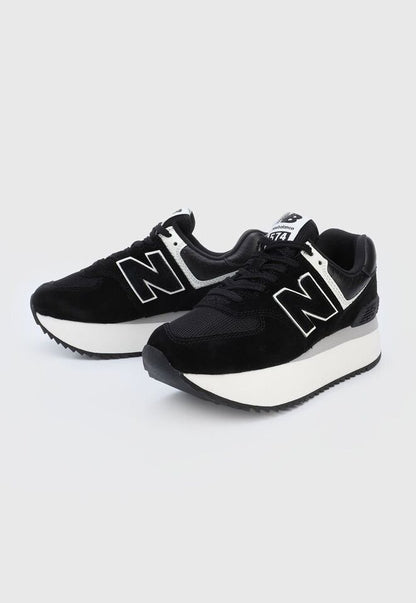 NEW BALANCE 574+ BLACK AND WHITE SNEAKERS
