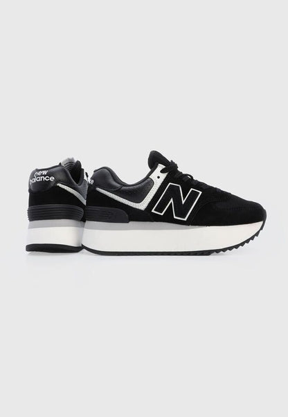 NEW BALANCE 574+ BLACK AND WHITE SNEAKERS